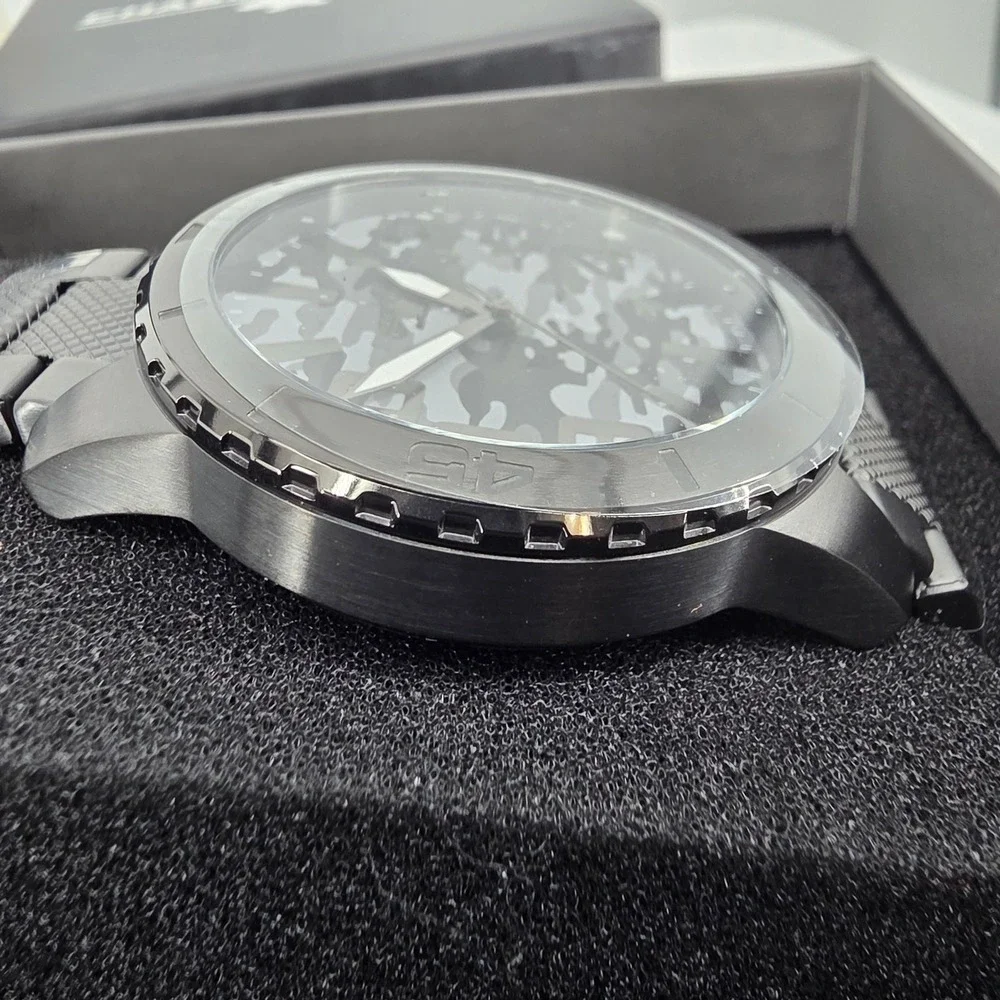 Chase-Durer Mens Camouflage Dial Gunmetal Stainless Steel Military Watch New
